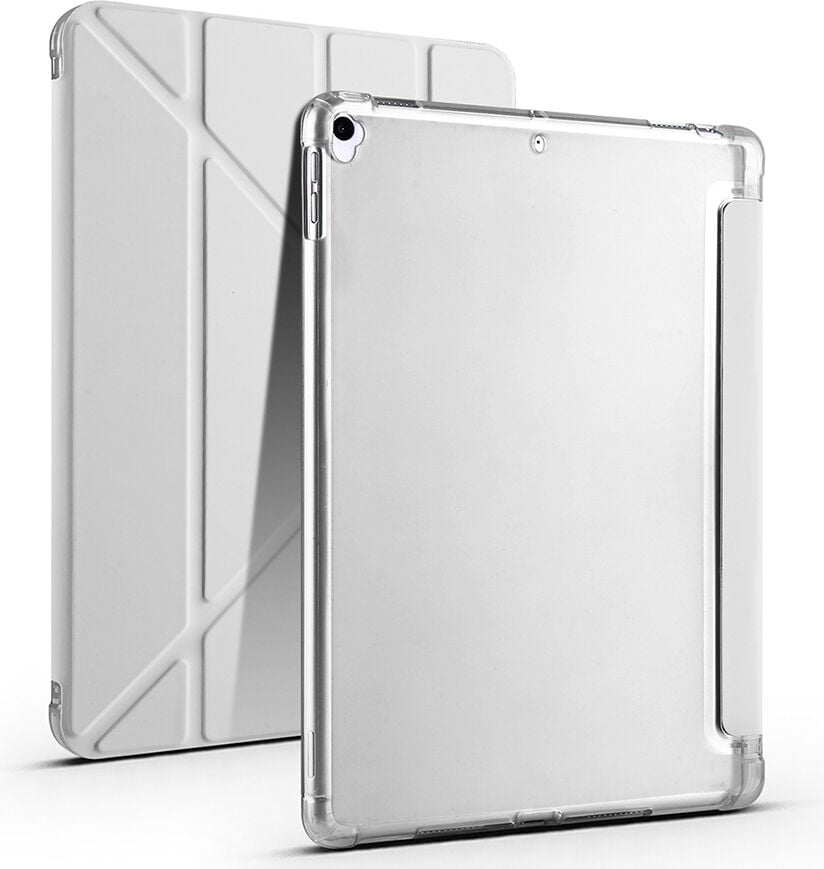 Apple iPad 9. Nesil 10.2 Inc (2021) Yatay ve Dikey Standlı Antişok Köşe Korumalı Kalemlikli Origami Slikon Kılıf A2602 A2604