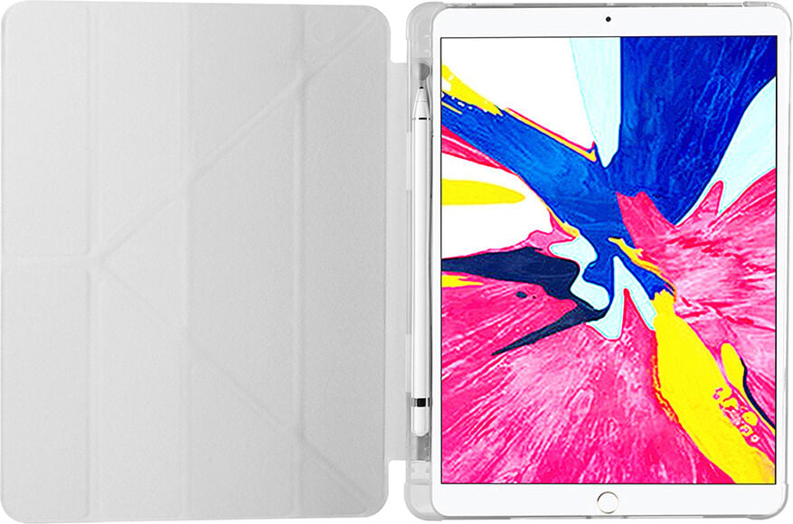 Apple iPad 9. Nesil 10.2 Inc (2021) Yatay ve Dikey Standlı Antişok Köşe Korumalı Kalemlikli Origami Slikon Kılıf A2602 A2604