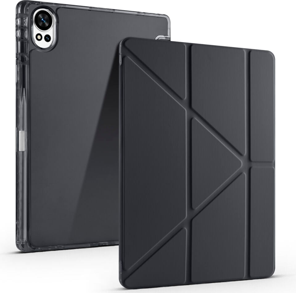 Huawei Matepad 12X Yatay ve Dikey Standlı Antişok Köşe Korumalı Kalemlikli Origami Slikon Kılıf