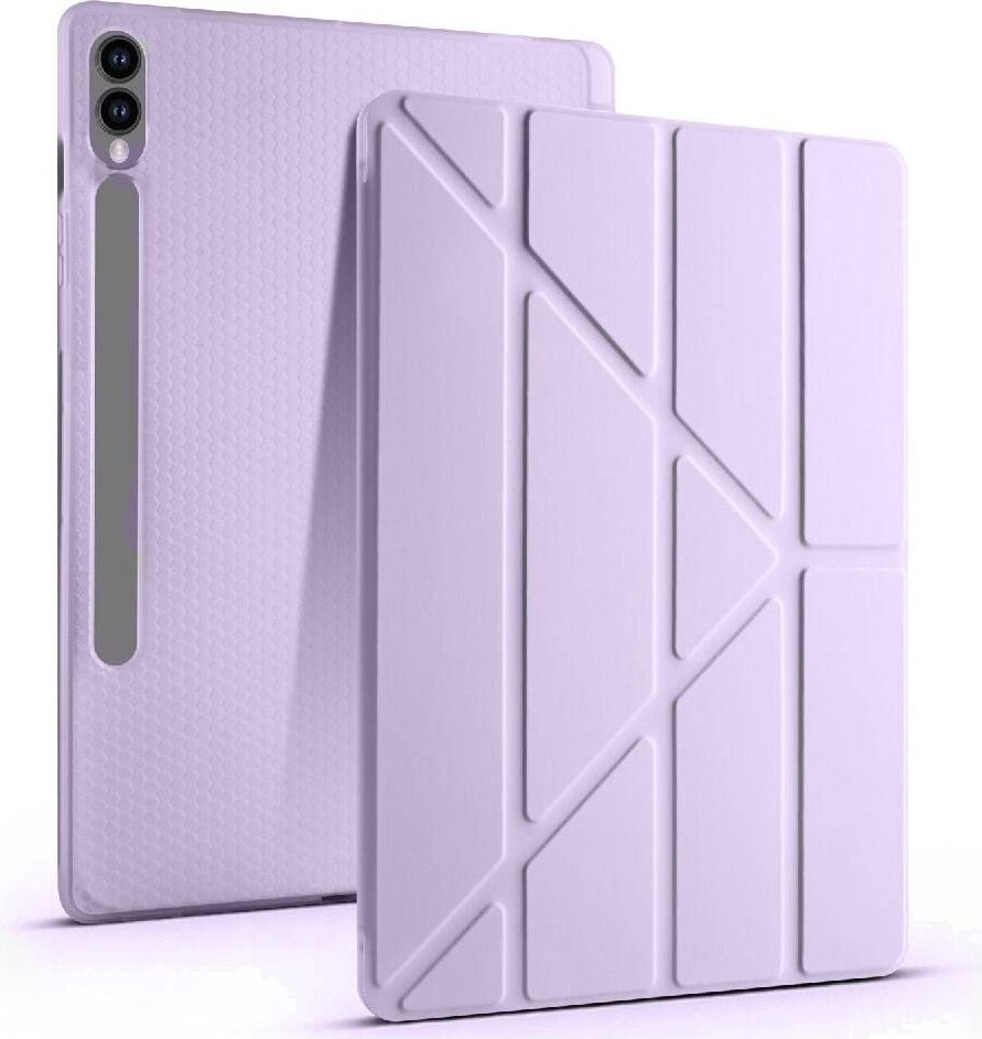 Samsung Galaxy Tab S10 Fe Plus 13.1 Inc 2025 Yatay ve Dikey Standlı Antişok Köşe Korumalı Kalemlikli Origami Slikon Kılıf Sm- X620