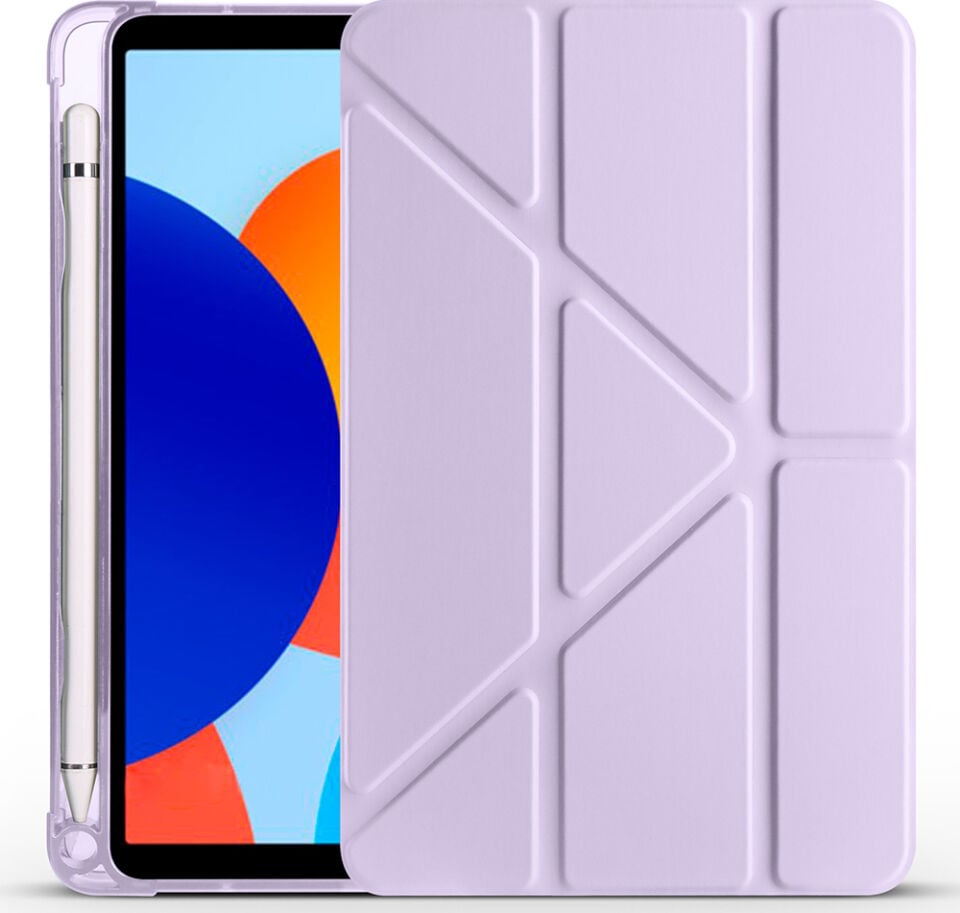 Huawei Matepad Se 11 2023 Uyumlu Yatay ve Dikey Standlı Antişok Köşe Korumalı Kalemlikli Origami Slikon Kılıf