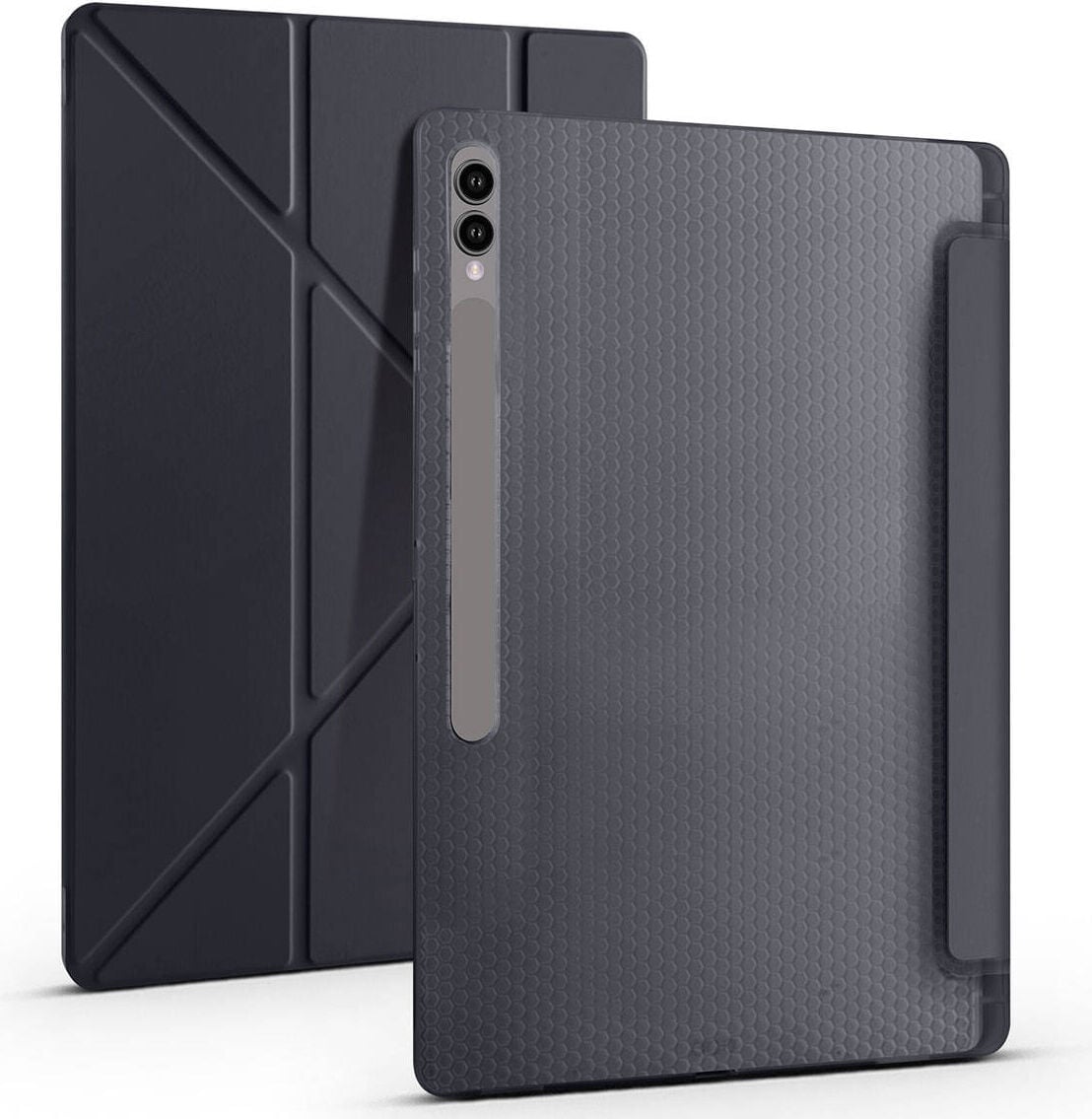 Samsung Galaxy Tab S10 Ultra 2024 Yatay ve Dikey Standlı Antişok Köşe Korumalı Kalemlikli Origami Slikon Kılıf Sm- X920