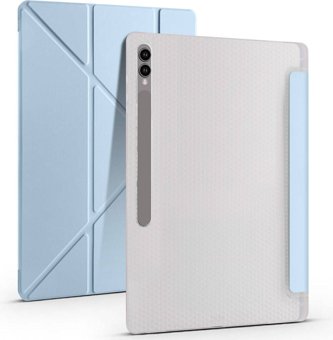 Samsung Galaxy Tab S8 Ultra 2022 Yatay ve Dikey Standlı Antişok Köşe Korumalı Kalemlikli Origami Slikon Kılıf Sm- X900 X906