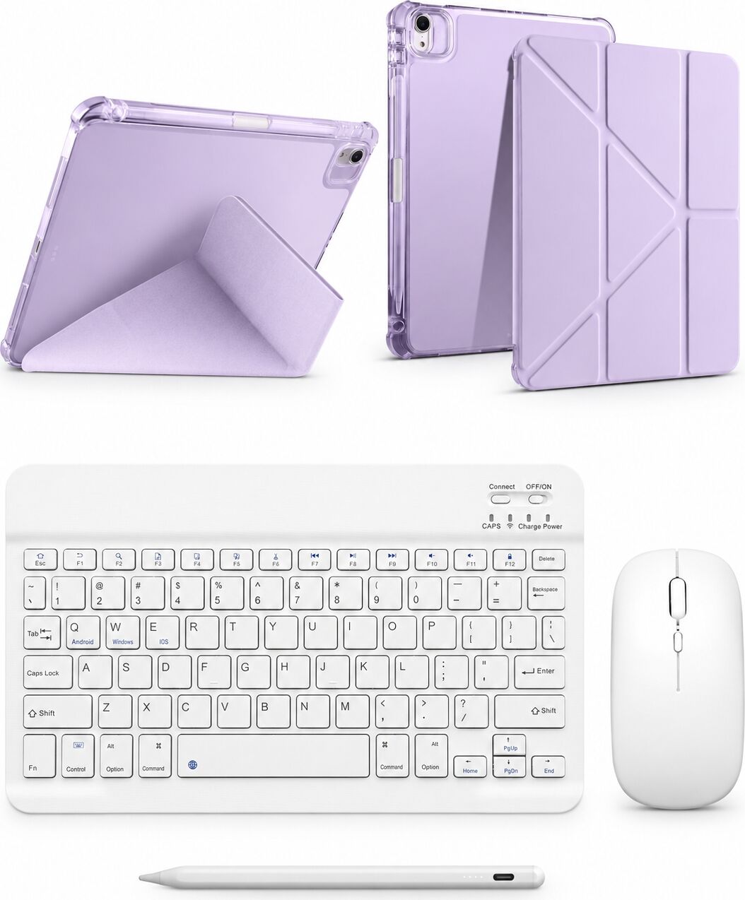 Five-E Apple iPad Pro 13 M4 / M5 Smart Combo Türkçe Klavyeli Tablet Origami Kılıf Seti -Mouse Kalem Dahil