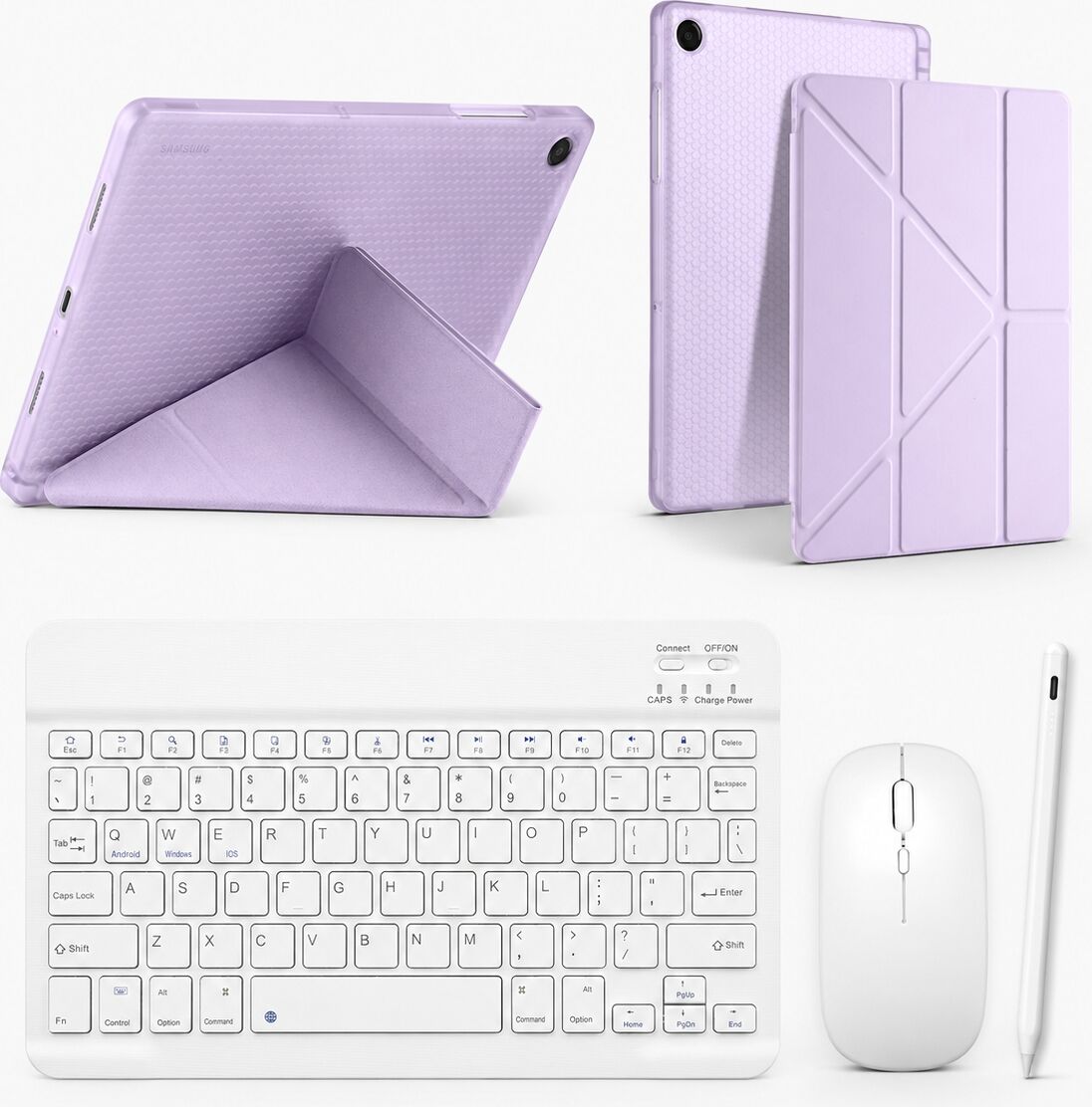 Five-E Apple iPad 7-8-9. Nesiler 10.2 Inc Smart Combo Türkçe Klavyeli Tablet Origami Kılıf Seti -Mouse Kalem Dahil