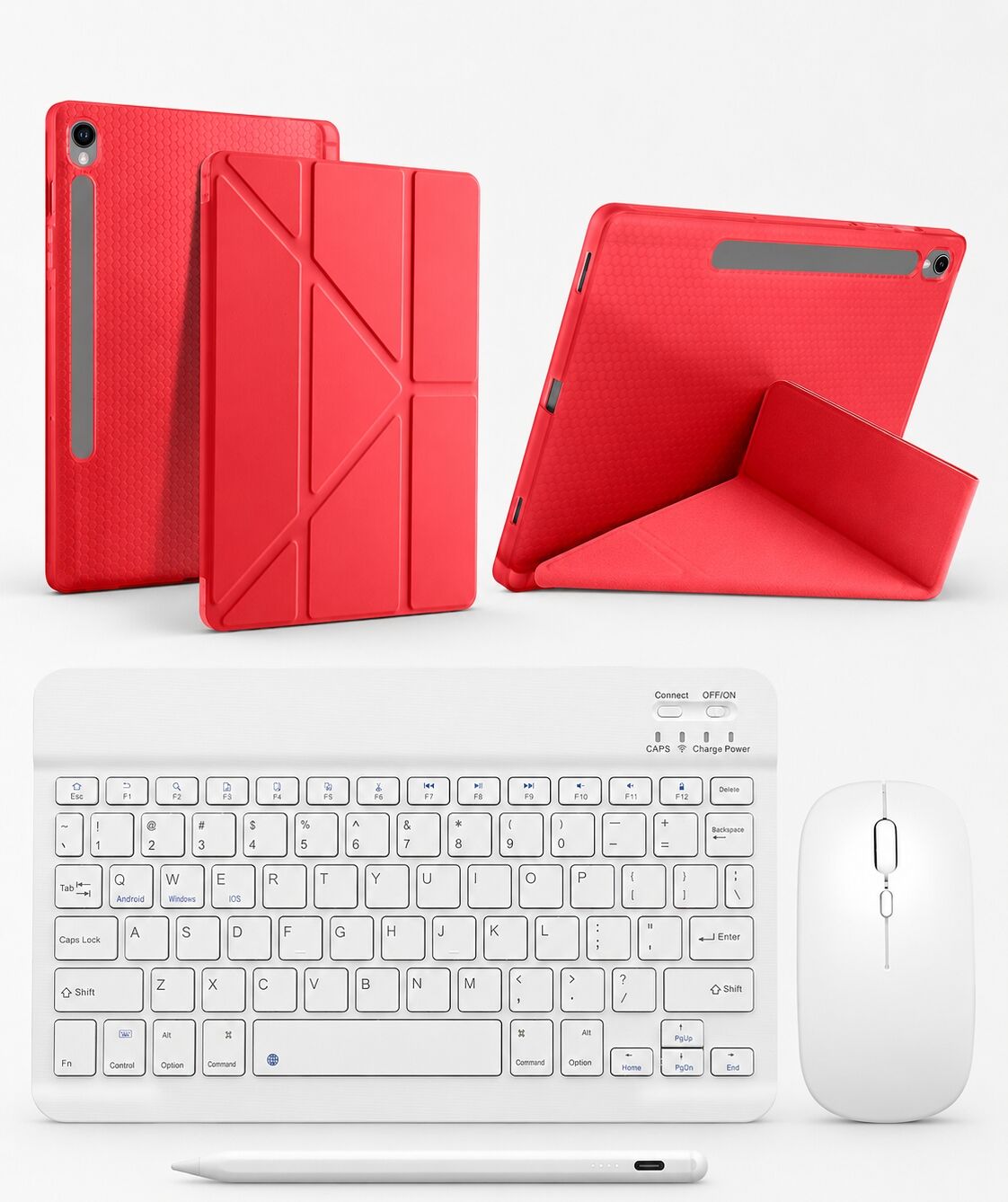 Five-E Samsung Galaxt Tab S9 Plus (12,4 Inc) Smart Combo Türkçe Klavyeli Tablet Origami Kılıf Seti -Mouse Kalem Dahil X810 X816