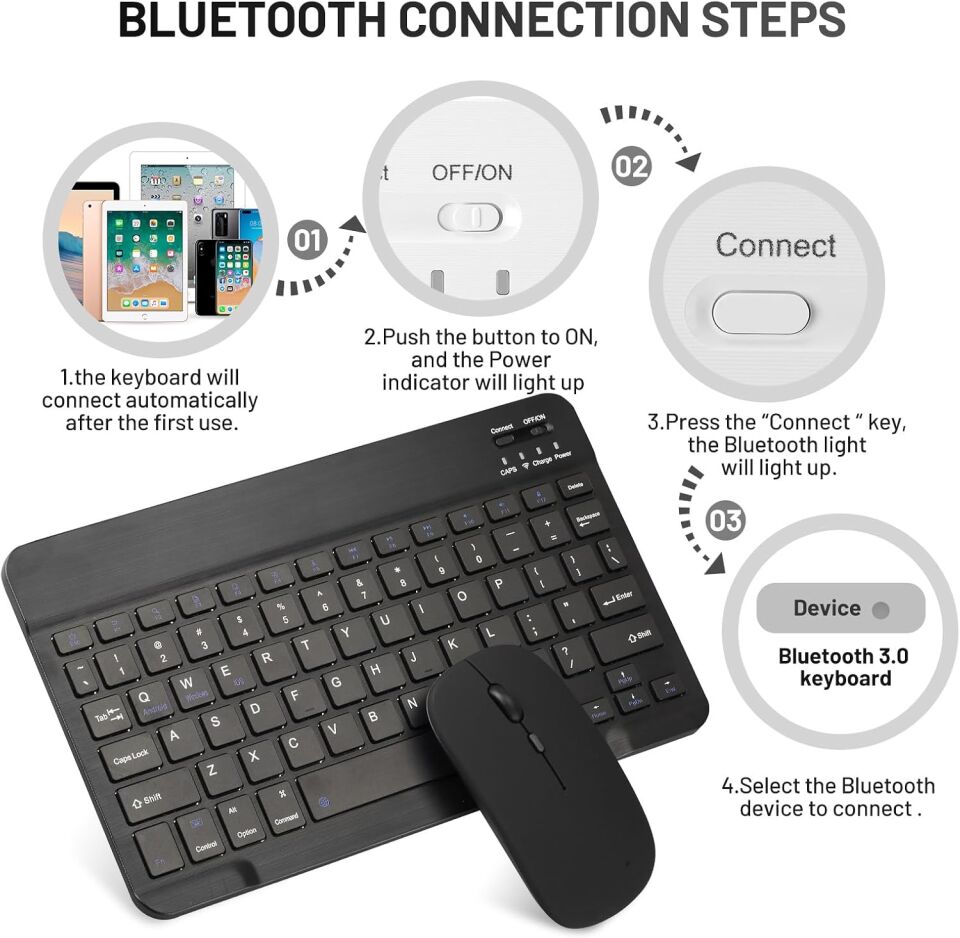 Five-E Samsung Galaxt Tab S9 Plus (12,4 Inc) Smart Combo Türkçe Klavyeli Tablet Origami Kılıf Seti -Mouse Kalem Dahil X810 X816