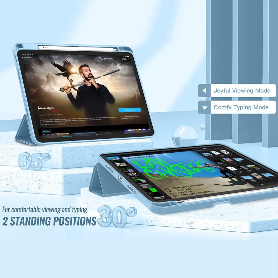 Apple iPad Air 13 M4 (2026) Kalem Şarjına Uygun Kalemlikli Yatay Standlı Stromix Smart Kılıf