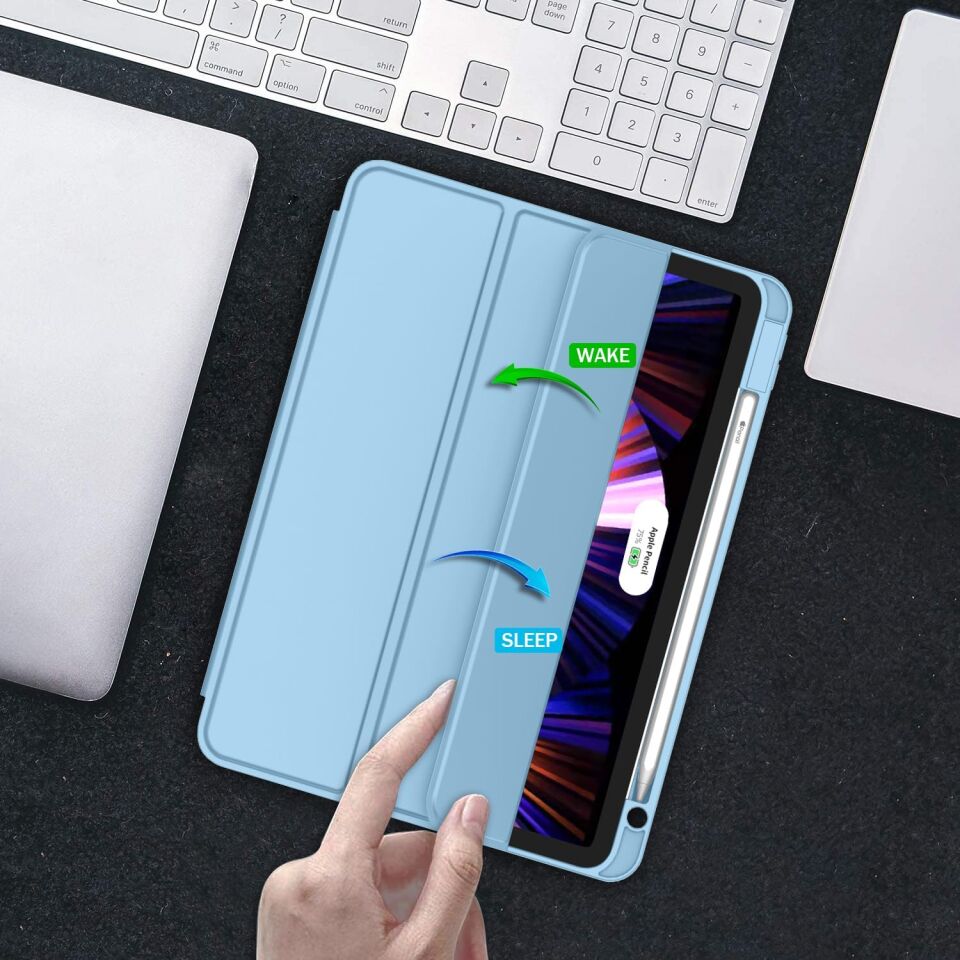 Apple iPad Air 13 M4 (2026) Kalem Şarjına Uygun Kalemlikli Yatay Standlı Stromix Smart Kılıf