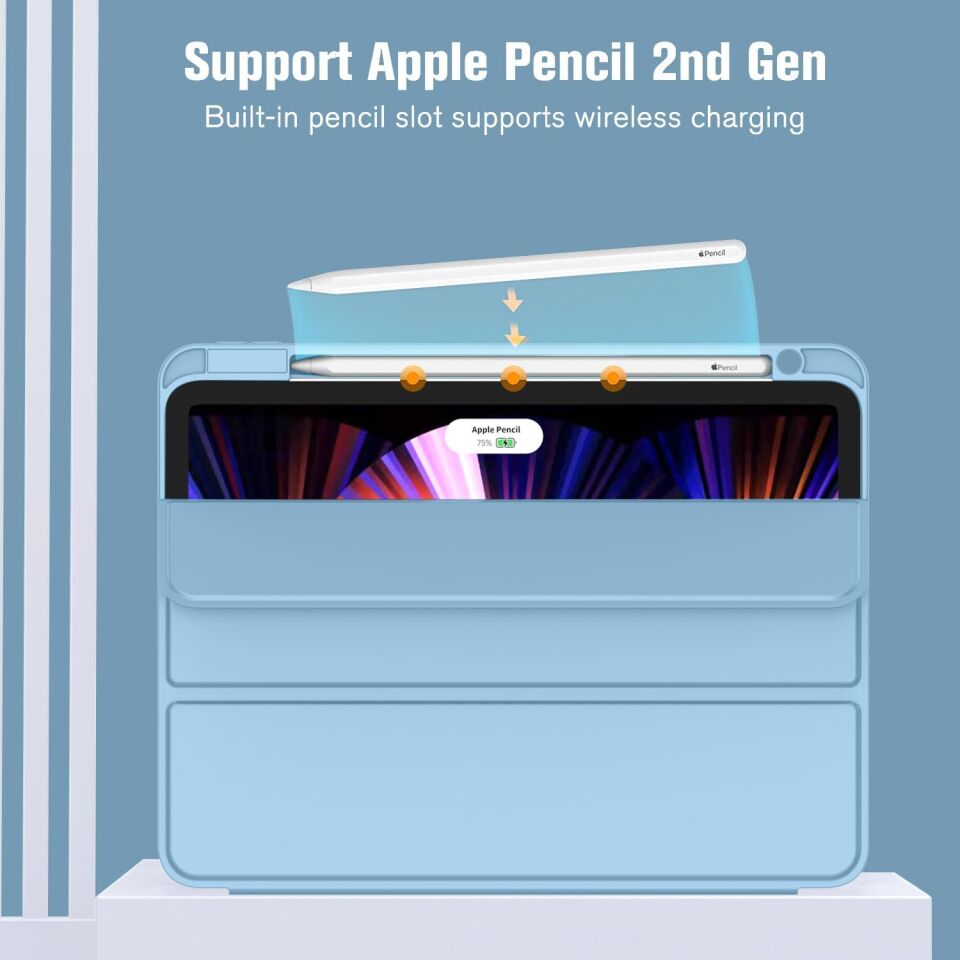 Apple iPad Air 13 M2 (2024) Kalem Şarjına Uygun Kalemlikli Yatay Standlı Stromix Smart Kılıf