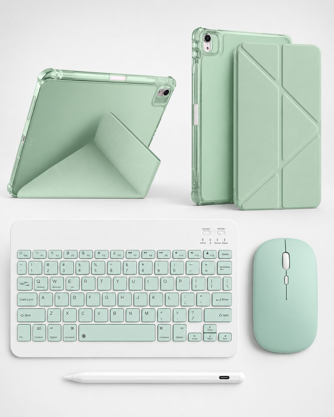 Five-E Apple iPad Air 11 M2/m3/m4 Smart Combo Türkçe Klavyeli Tablet Origami Kılıf Seti -Mouse Kalem Dahil