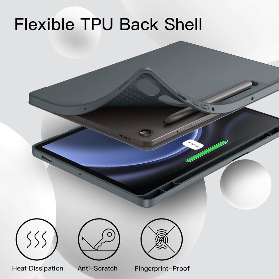 Samsung Galaxy Tab S9 Fe Kalem Şarjına Uygun Kalemlikli Uyku Modlu Stromix Standlı Kapaklı Kılıf Sm- X510