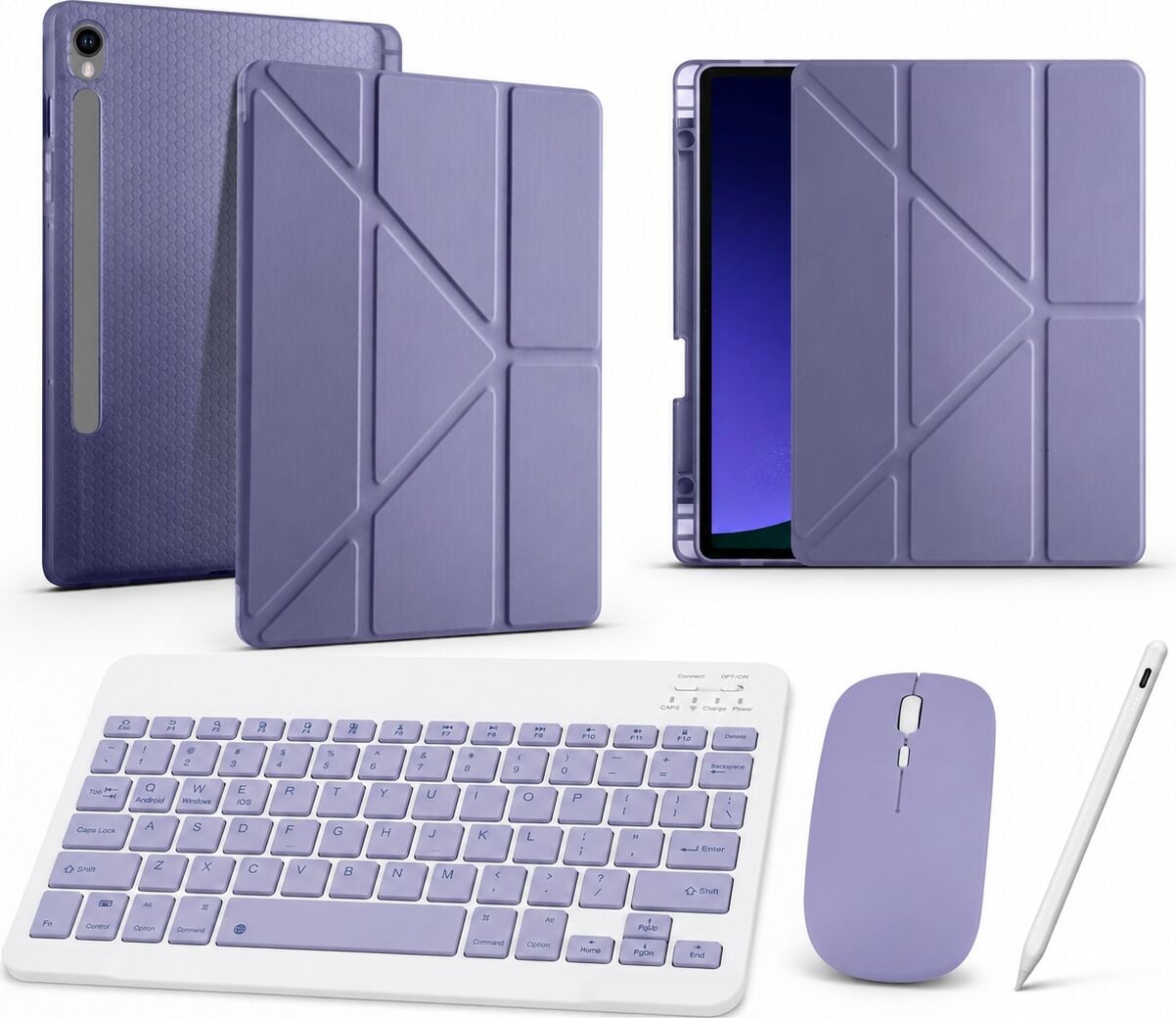 Five-E Samsung Galaxt Tab S10 Fe Smart Combo Türkçe Klavyeli Tablet Origami Kılıf Seti -Mouse Kalem Dahil X520 X526B