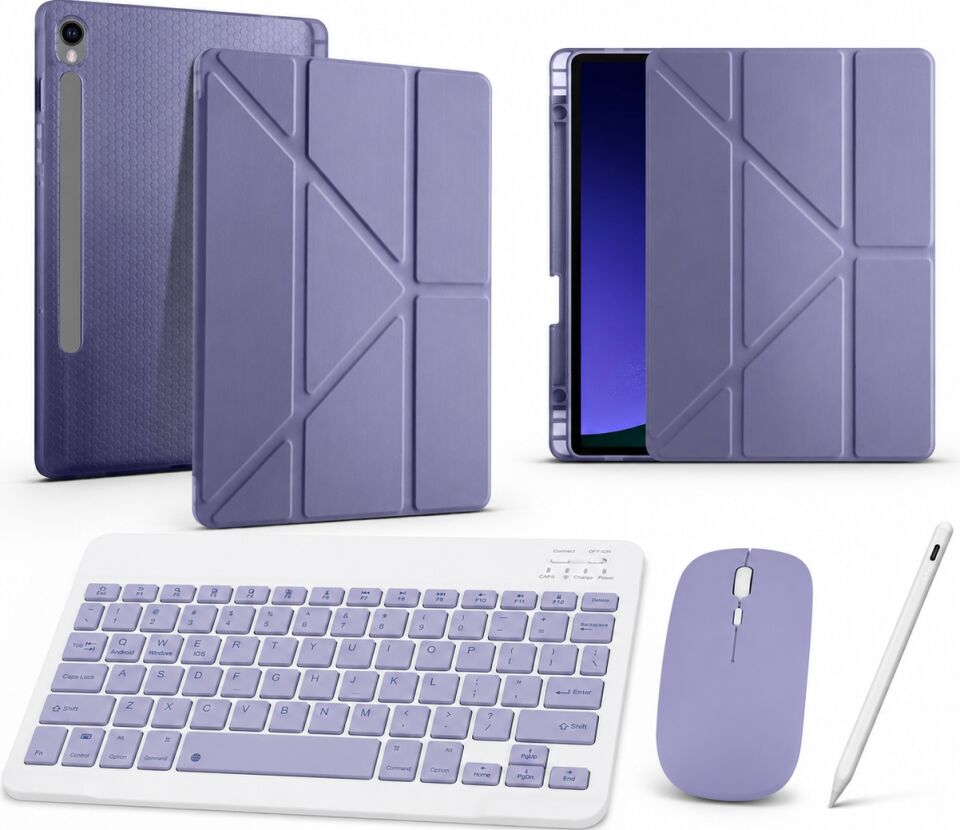 Five-E Samsung Galaxt Tab S10 Fe Smart Combo Türkçe Klavyeli Tablet Origami Kılıf Seti -Mouse Kalem Dahil X520 X526B