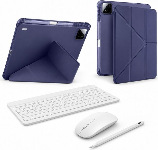 Five-E Xiaomi Mi Pad 8 / Pad 8 Pro Smart Combo Türkçe Klavyeli Tablet Origami Kılıf Seti -Mouse Kalem Dahil