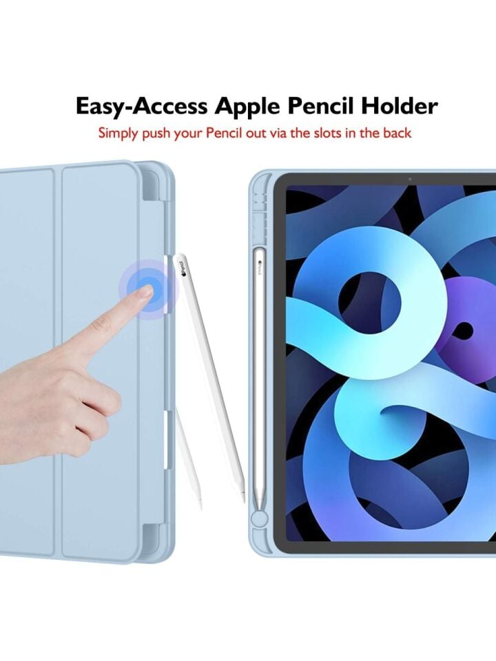 Apple iPad Air 5. Nesil 10.9 (2022) Kalemlikli Uyku Modlu Yatay Standlı Stromix Smart Kılıf A2588 A2589 A2591 Mavi