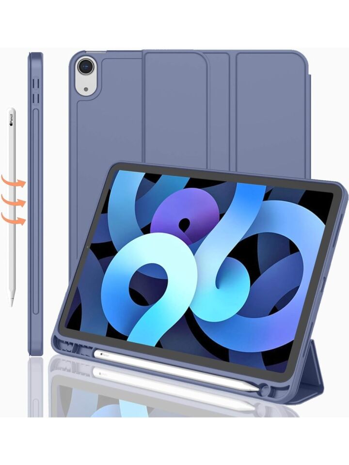 Apple iPad Air 5. Nesil 10.9 (2022) Kalemlikli Uyku Modlu Yatay Standlı Stromix Smart Kılıf A2588 A2589 A2591 Lavanta