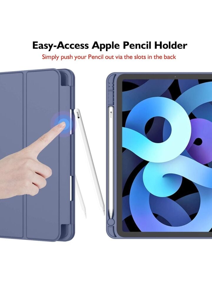 Apple iPad Air 5. Nesil 10.9 (2022) Kalemlikli Uyku Modlu Yatay Standlı Stromix Smart Kılıf A2588 A2589 A2591 Lavanta
