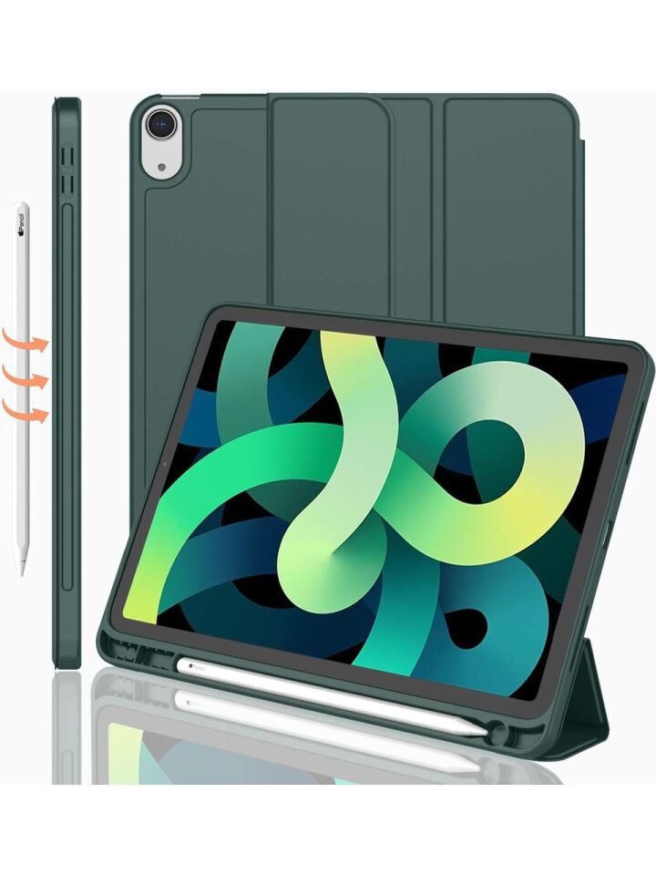 Apple iPad Air 5. Nesil 10.9 (2022) Kalemlikli Uyku Modlu Yatay Standlı Stromix Smart Kılıf A2588 A2589 A2591 Haki