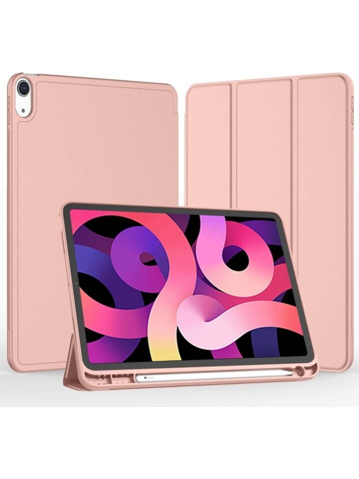 Apple iPad Air 5. Nesil 10.9 (2022) Kalemlikli Uyku Modlu Yatay Standlı Stromix Smart Kılıf A2588 A2589 A2591 Pembe