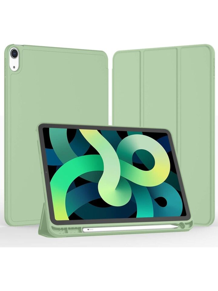 Apple iPad Air 5. Nesil 10.9 (2022) Kalemlikli Uyku Modlu Yatay Standlı Stromix Smart Kılıf A2588 A2589 A2591 Yeşil