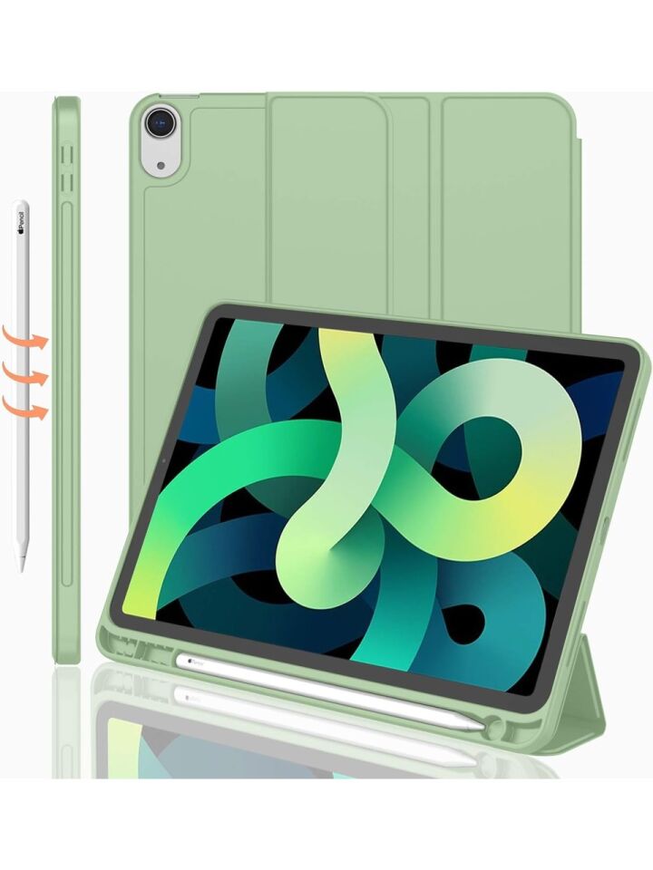 Apple iPad Air 5. Nesil 10.9 (2022) Kalemlikli Uyku Modlu Yatay Standlı Stromix Smart Kılıf A2588 A2589 A2591 Yeşil