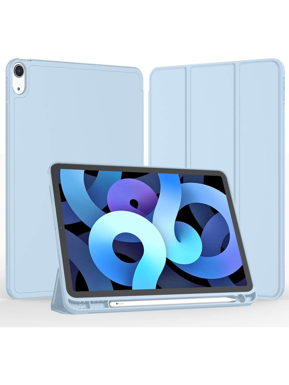 Apple iPad Air 4. Nesil 10.9 (2020) Kalemlikli Yatay Standlı Stromix Smart Kılıf A2316 A2324 A2325 A2072 Mavi