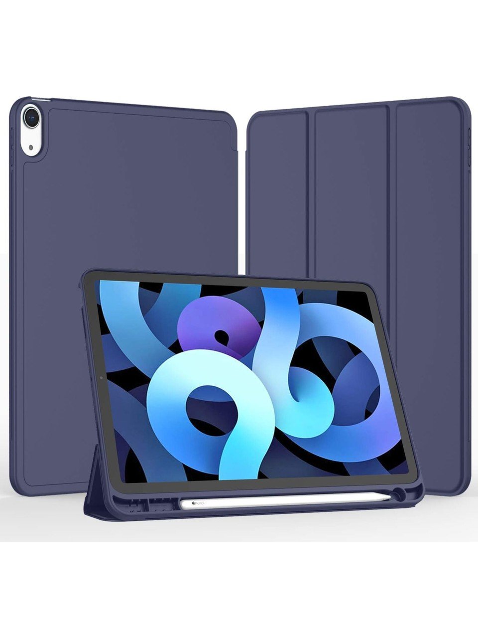 Apple iPad Air 4. Nesil 10.9 (2020) Kalemlikli Yatay Standlı Stromix Smart Kılıf A2316 A2324 A2325 A2072 Lacivert