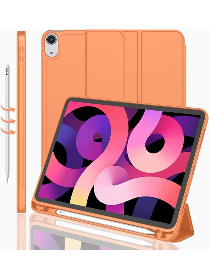 Apple iPad Air 4. Nesil 10.9 (2020) Kalemlikli Yatay Standlı Stromix Smart Kılıf A2316 A2324 A2325 A2072 Turuncu