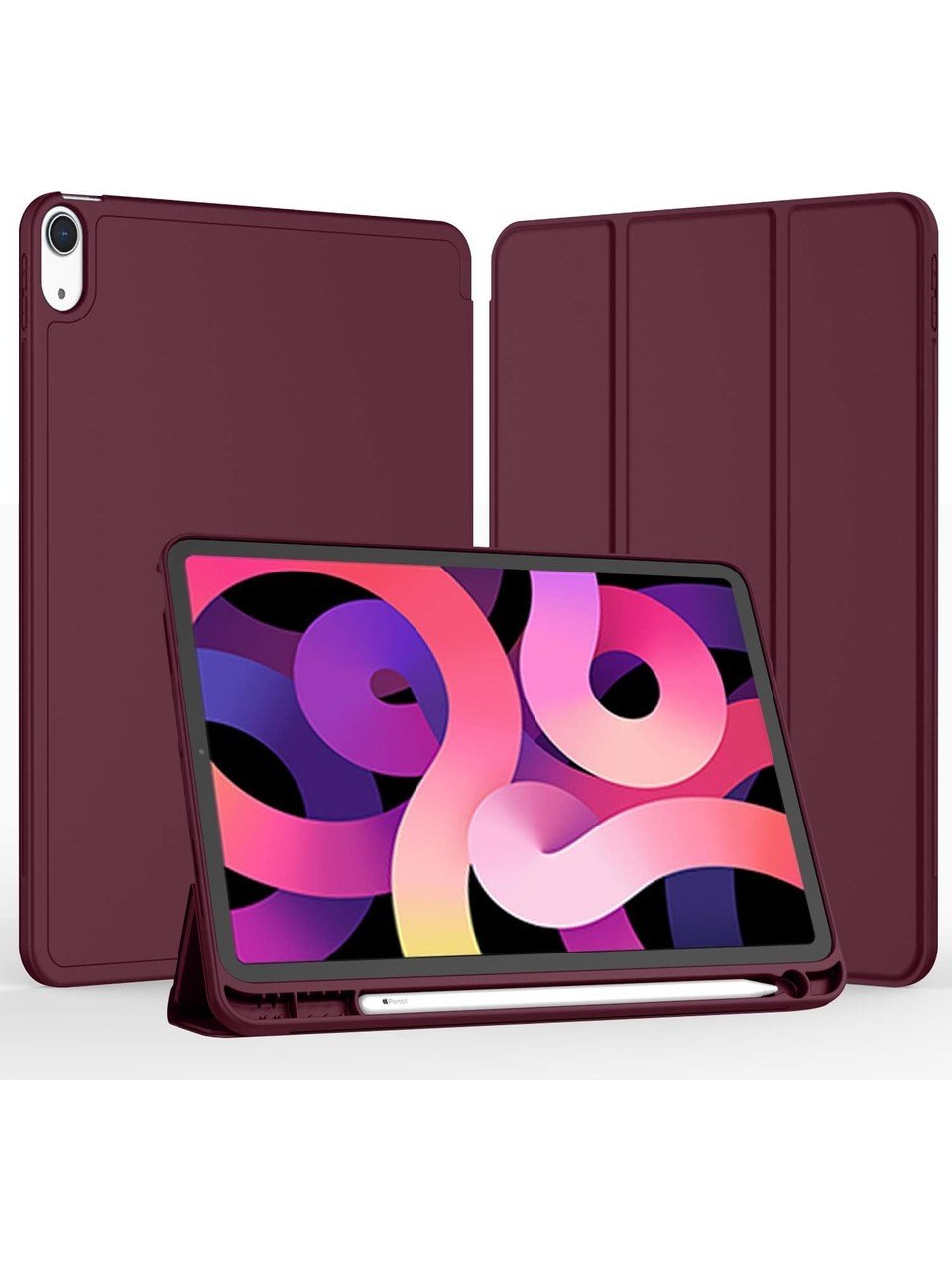 Apple iPad Air 11 M2 (2024) Kalemlikli Uyku Modlu Yatay Standlı Stromix Smart Kılıf Bordo