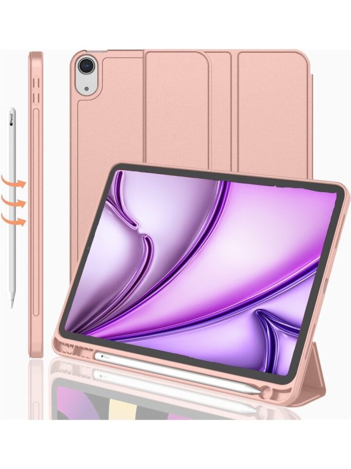 Apple iPad Air 11 M2 (2024) Kalemlikli Uyku Modlu Yatay Standlı Stromix Smart Kılıf Pembe