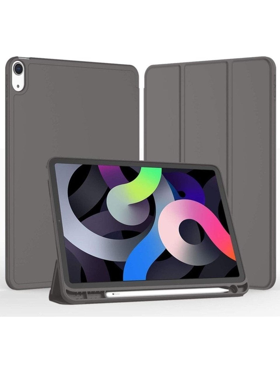 Apple iPad Air 11 M3 (2025) Kalemlikli Uyku Modlu Yatay Standlı Stromix Smart Kılıf Füme