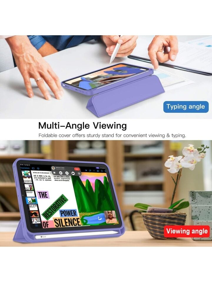 Apple iPad Mini 7 A17 Pro (2024) Kalemlikli Uyku Modlu Yatay Standlı Stromix Smart Kılıf Lavanta