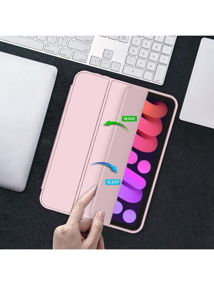 Apple iPad Mini 7 A17 Pro (2024) Kalemlikli Uyku Modlu Yatay Standlı Stromix Smart Kılıf Rose Gold