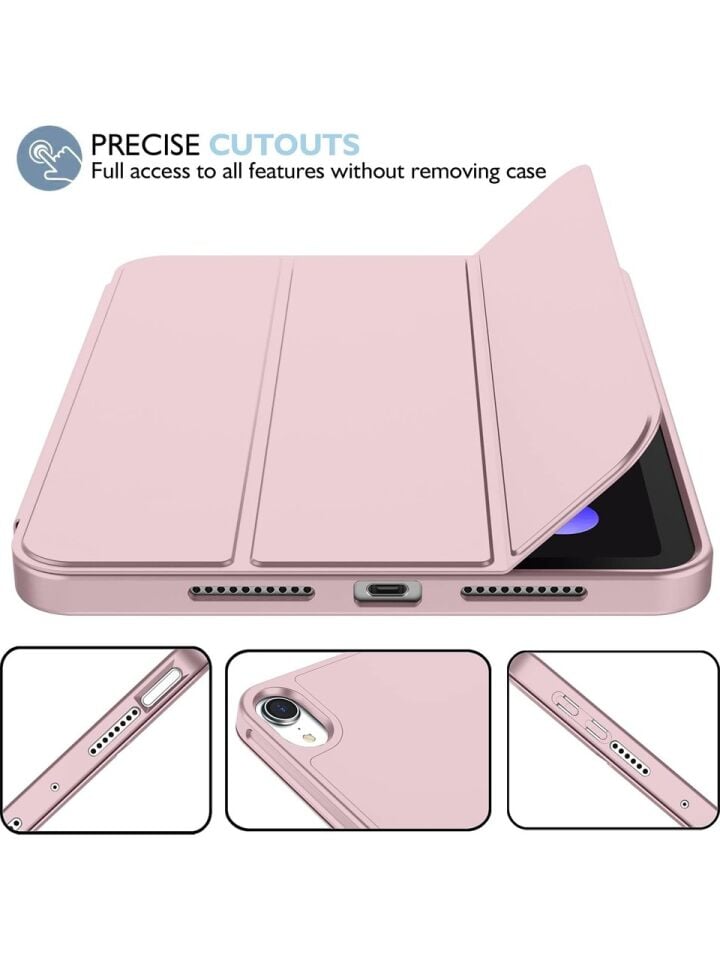 Apple iPad Mini 7 A17 Pro (2024) Kalemlikli Uyku Modlu Yatay Standlı Stromix Smart Kılıf Rose Gold