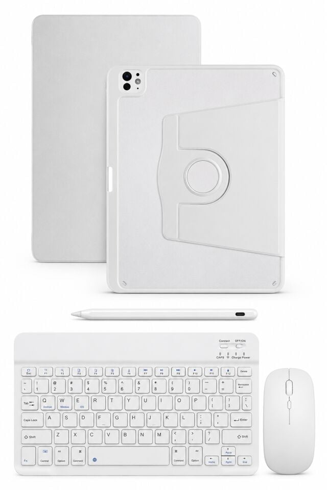 Five-E iPad Pro 11 (4. Nesil) 2022 DeskFold Türkçe Klavyeli Tablet Dönebilen Kılıf Seti -Mouse Kalem Dahil