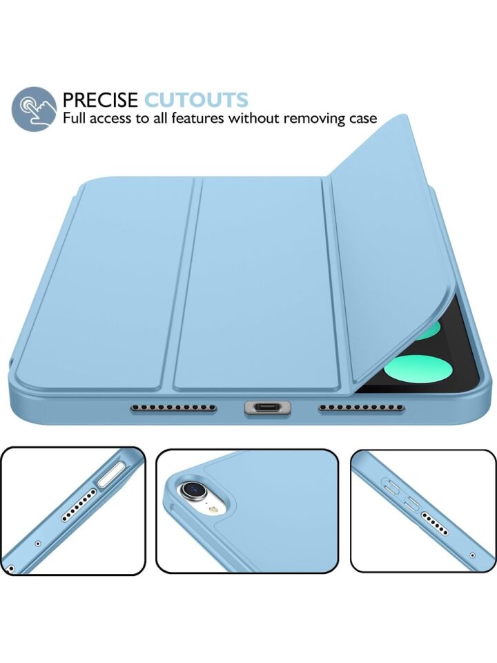 Apple iPad Mini 7 A17 Pro (2024) Kalemlikli Uyku Modlu Yatay Standlı Stromix Smart Kılıf Açık Mavi