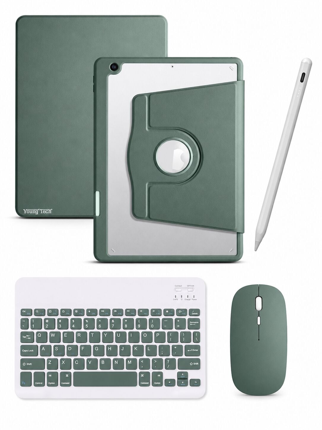 Five-E Apple iPad 9. Nesil 10.2 DeskFold Türkçe Klavyeli Tablet Dönebilen Kılıf Seti -Mouse Kalem Dahil