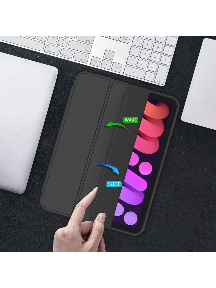 Apple iPad Mini 6 Kalemlikli Uyku Modlu Yatay Standlı Stromix Smart Kılıf Siyah