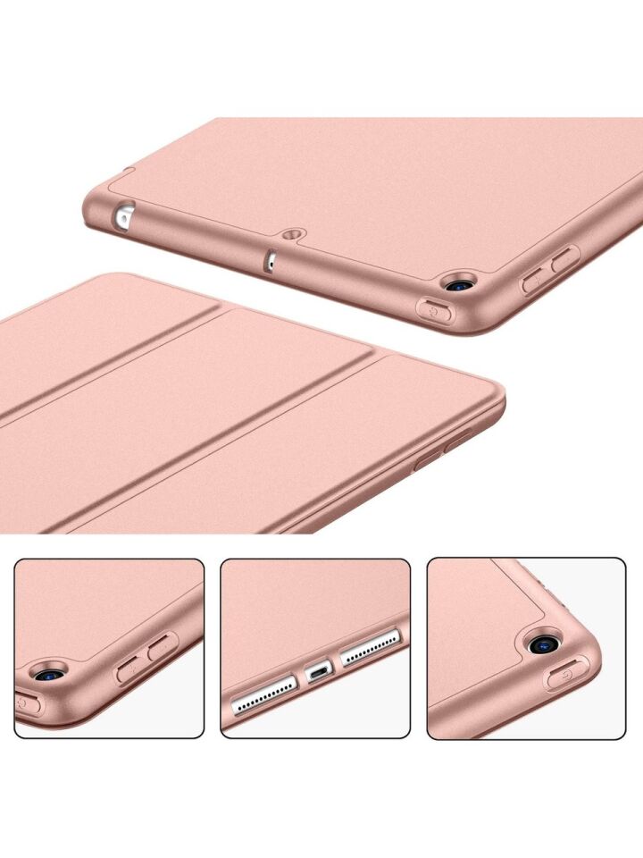 Apple iPad 7. Nesil 10.2 Inc (2019) Kalemlikli Yatay Standlı Stromix Smart Kılıf A2197 A2200 A2198 Pembe