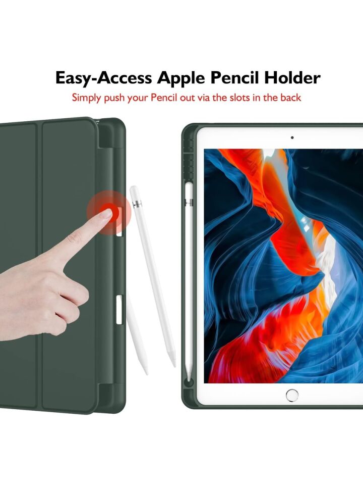 Apple iPad 8. Nesil 10.2 Inc (2020) Kalemlikli Yatay Standlı Stromix Smart Kılıf A2270 A2428 A2429 A2430 Haki
