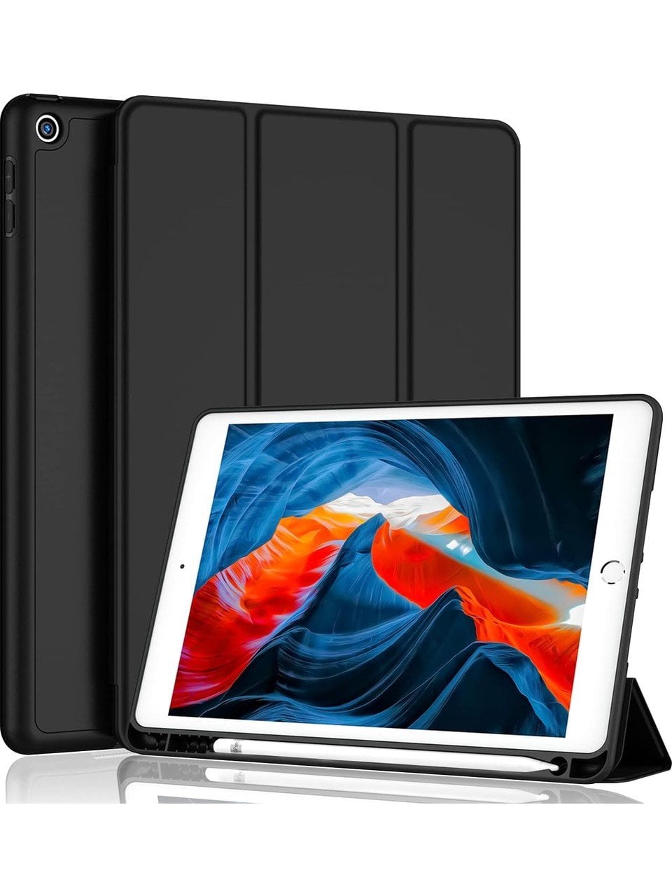 Apple iPad 8. Nesil 10.2 Inc (2020) Kalemlikli Yatay Standlı Stromix Smart Kılıf A2270 A2428 A2429 A2430 Siyah