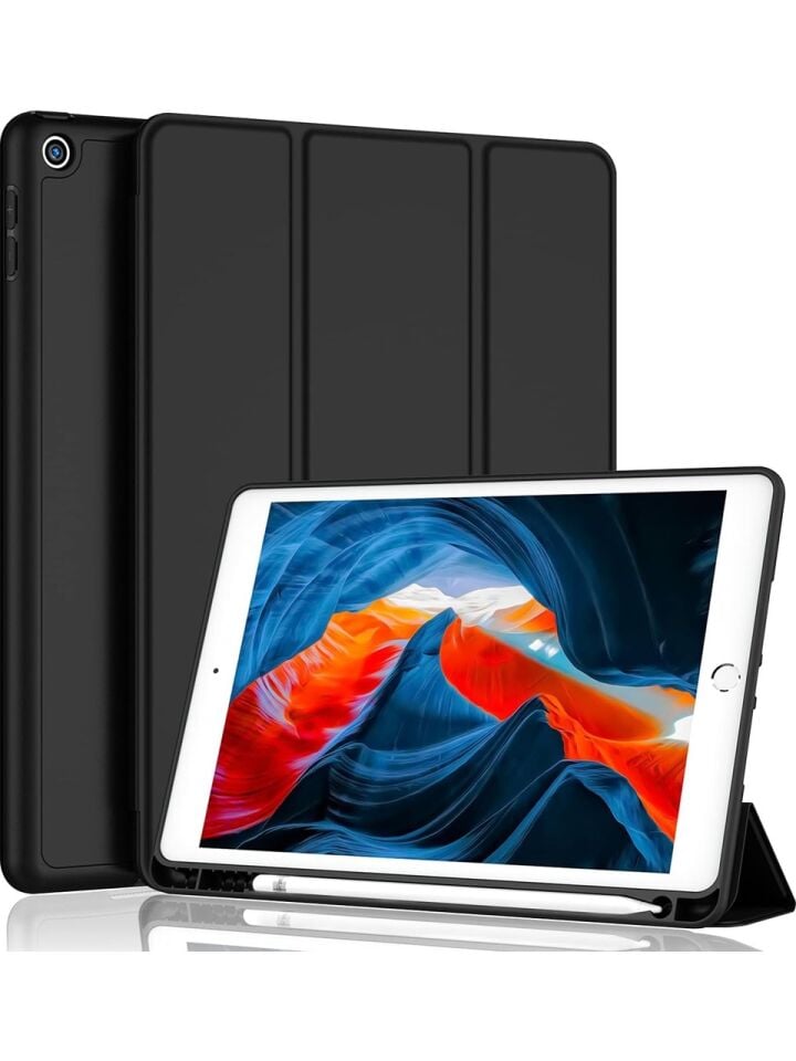 Apple iPad 8. Nesil 10.2 Inc (2020) Kalemlikli Yatay Standlı Stromix Smart Kılıf A2270 A2428 A2429 A2430 Siyah