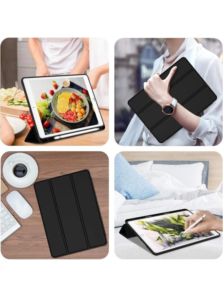 Apple iPad 8. Nesil 10.2 Inc (2020) Kalemlikli Yatay Standlı Stromix Smart Kılıf A2270 A2428 A2429 A2430 Siyah