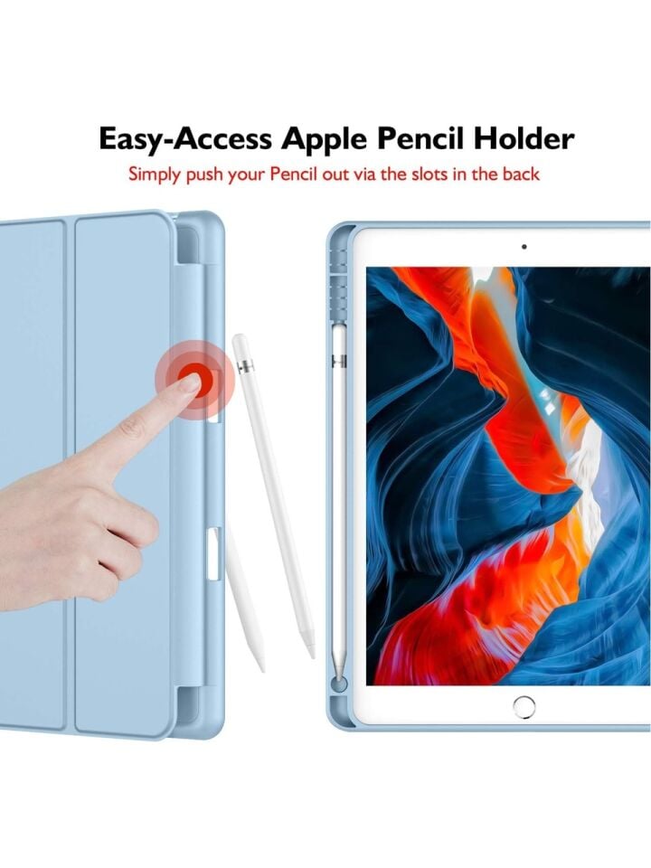 Apple iPad 9. Nesil 10.2 Inc (2021) Kalemlikli Yatay Standlı Stromix Smart Kılıf A2602 A2604 A2603 A2605 Mavi