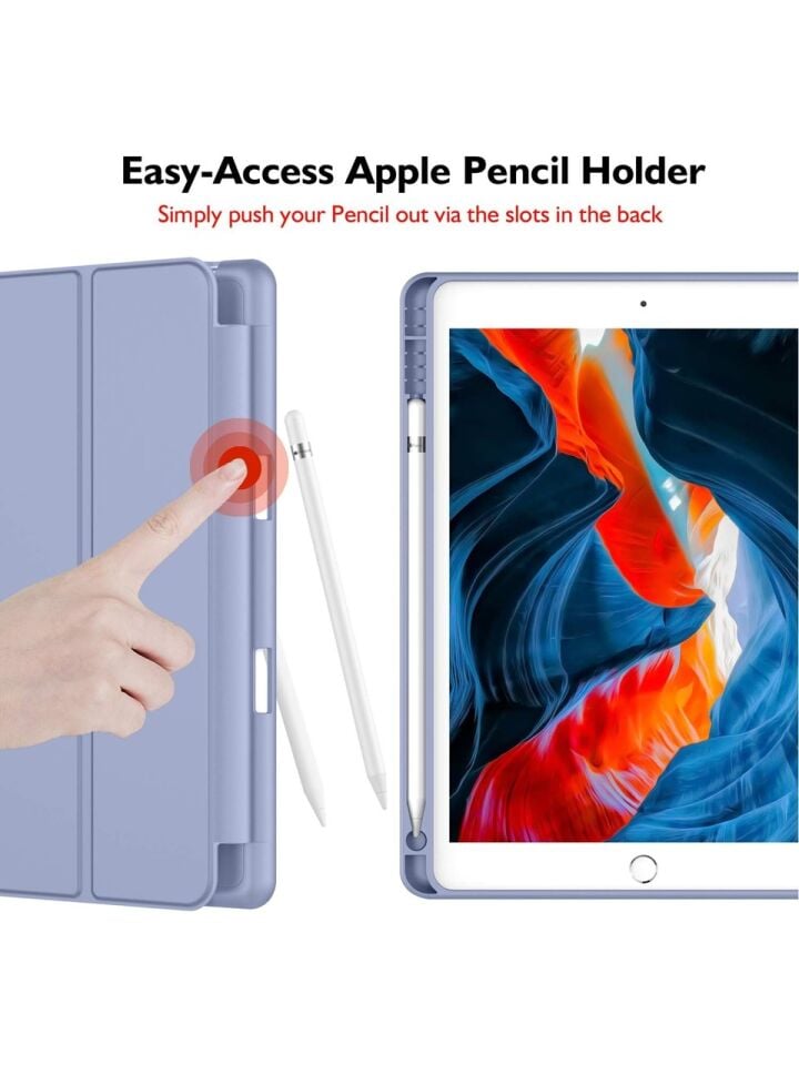 Apple iPad 9. Nesil 10.2 Inc (2021) Kalemlikli Yatay Standlı Stromix Smart Kılıf A2602 A2604 A2603 A2605 Lavanta