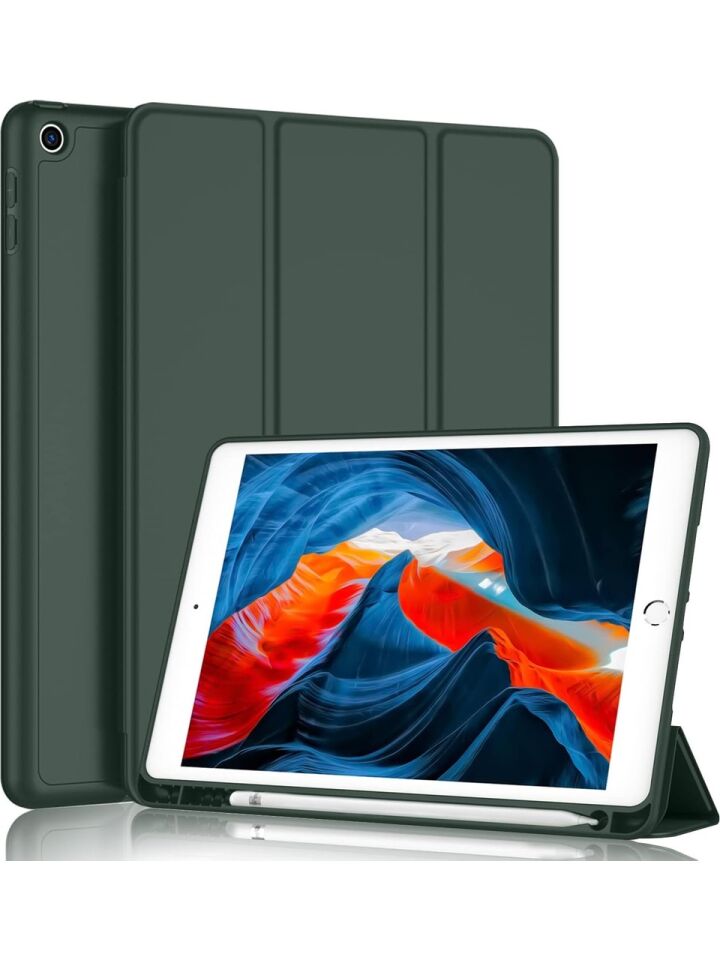 Apple iPad 9. Nesil 10.2 Inc (2021) Kalemlikli Yatay Standlı Stromix Smart Kılıf A2602 A2604 A2603 A2605 Haki