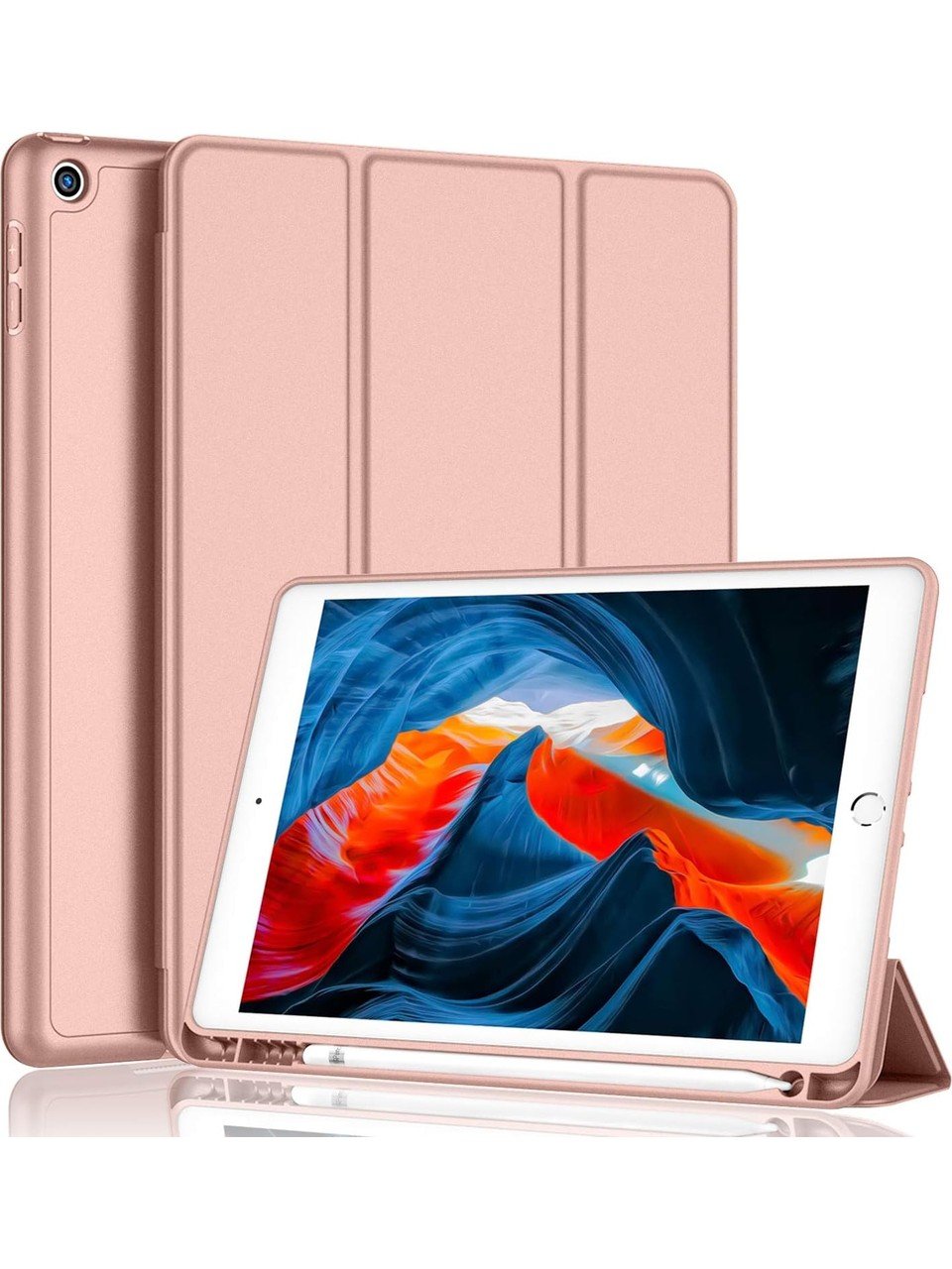 Apple iPad 9. Nesil 10.2 Inc (2021) Kalemlikli Yatay Standlı Stromix Smart Kılıf A2602 A2604 A2603 A2605 Pembe