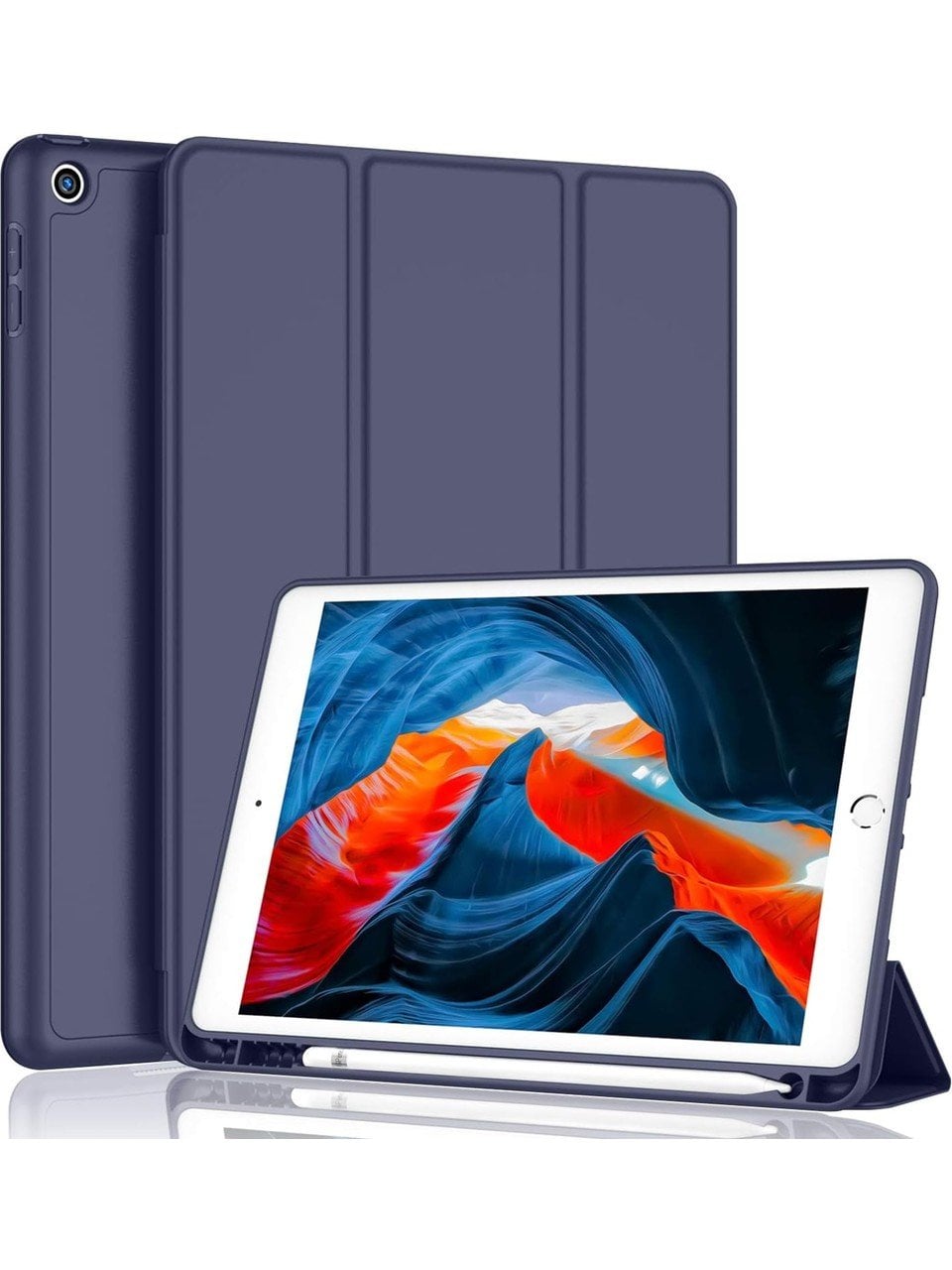Apple iPad 9. Nesil 10.2 Inc (2021) Kalemlikli Yatay Standlı Stromix Smart Kılıf A2602 A2604 A2603 A2605 Lacivert