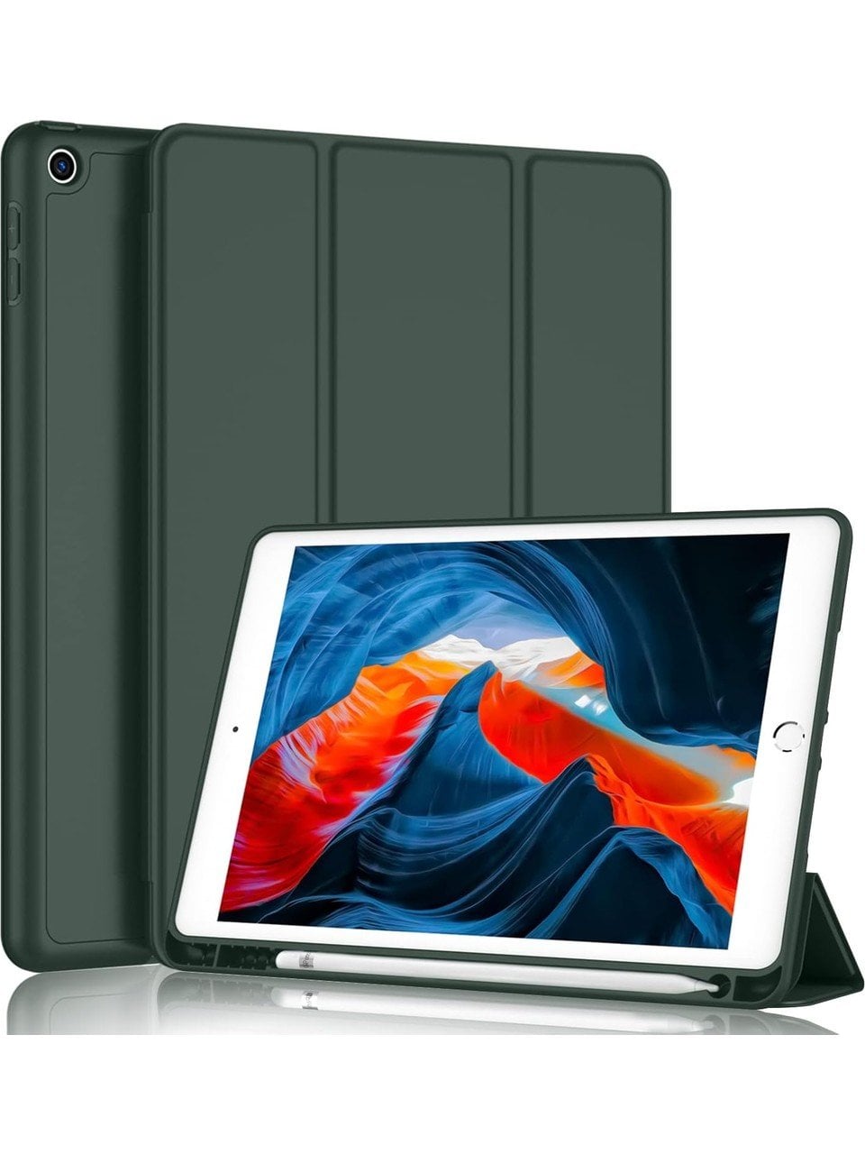 Apple iPad Air 3. Nesil 10.5 Inc (2019) Kalemlikli Yatay Standlı Stromix Smart Kılıf A2123 A2152 A2153 Haki